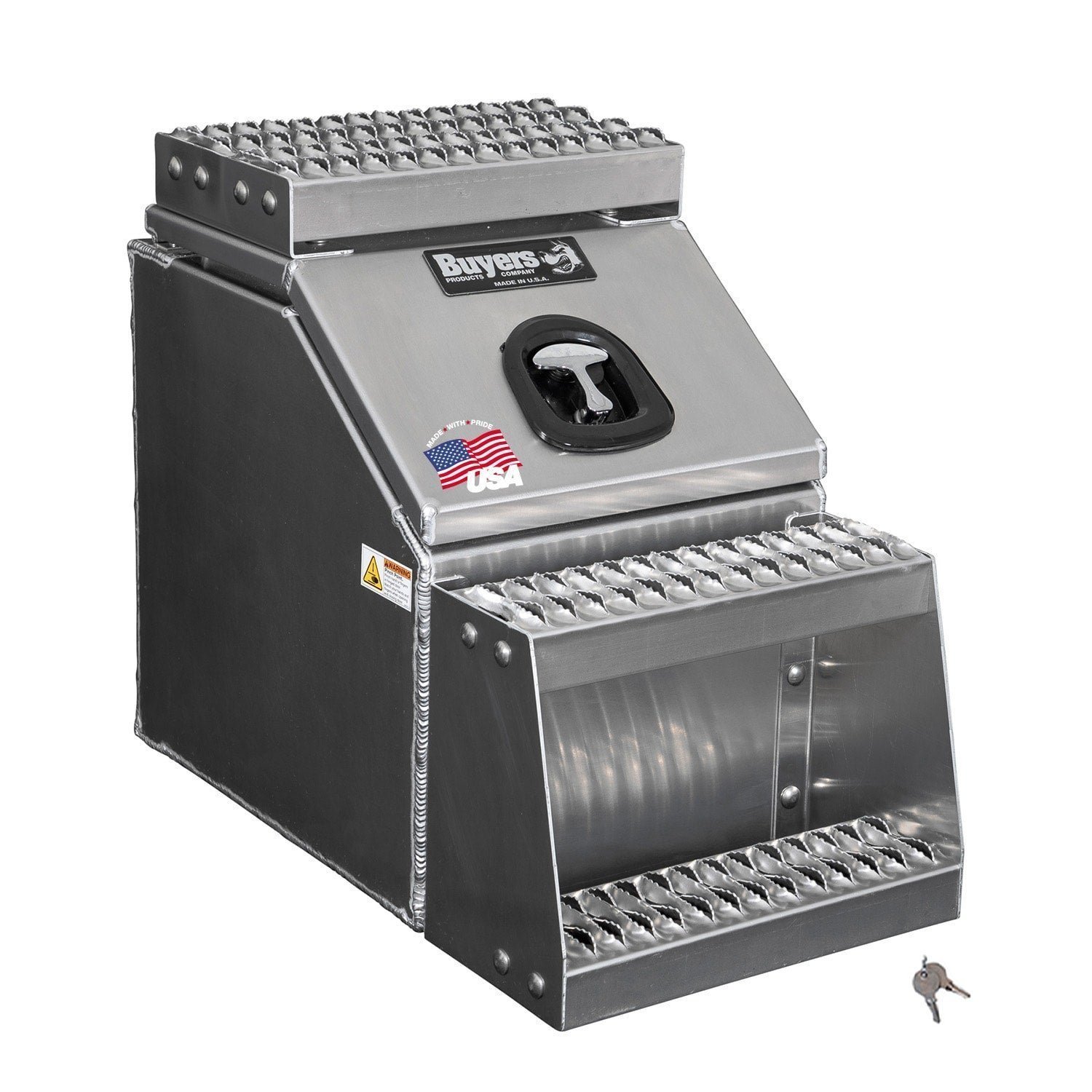 Buyers Products 28-in x 24-in x 19-in Smooth Aluminum Step Box Truck Tool Box 1705285