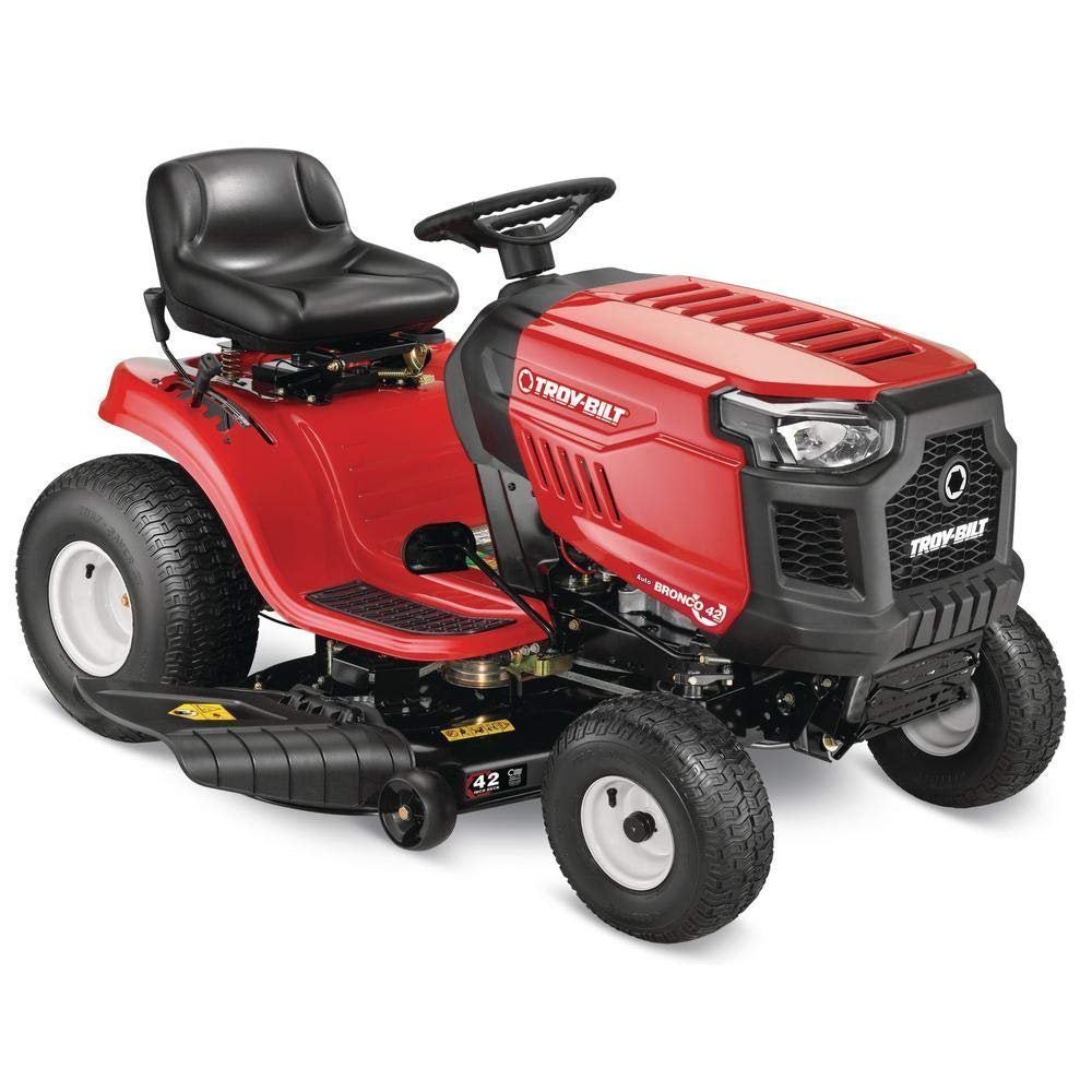 DDD-1.jpg Troy-Bilt Bronco 42″ 19 HP Briggs & Stratton Gas Riding Lawn Tractor with Auto Drive & Mow-in-Reverse - Image 1